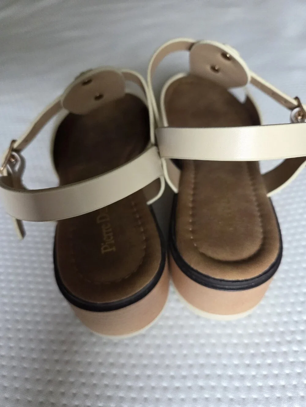 Pierre Dumas Cream T-Strap Sandals
